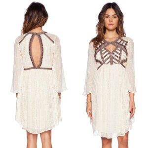 Free People Cream and Brown Midi Dress